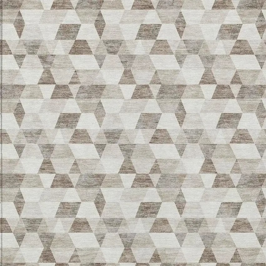 Ivory And Graphite Geometric Washable Indoor Outdoor Area Rug Photo 5