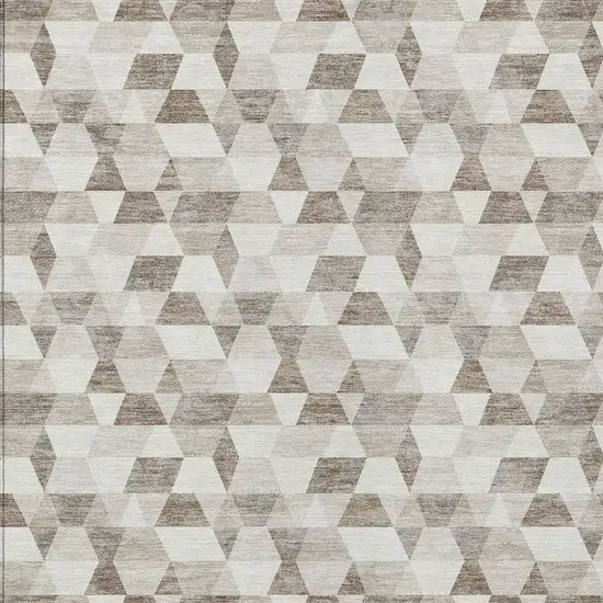 Ivory And Graphite Geometric Washable Indoor Outdoor Area Rug Photo 5