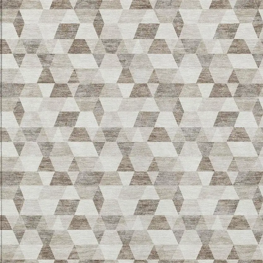 Ivory And Graphite Geometric Washable Indoor Outdoor Area Rug Photo 5