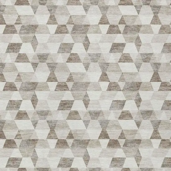 Ivory And Graphite Geometric Washable Indoor Outdoor Area Rug Photo 3