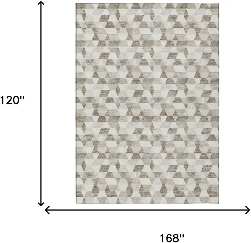 Ivory And Graphite Geometric Washable Indoor Outdoor Area Rug Photo 9