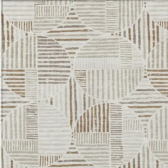 Ivory And Graphite Geometric Washable Indoor Outdoor Area Rug Photo 3