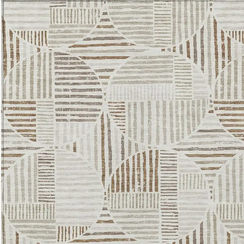 Ivory And Graphite Geometric Washable Indoor Outdoor Area Rug Photo 3