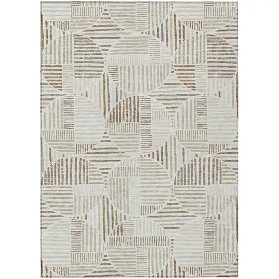 Ivory And Graphite Geometric Washable Indoor Outdoor Area Rug Photo 2