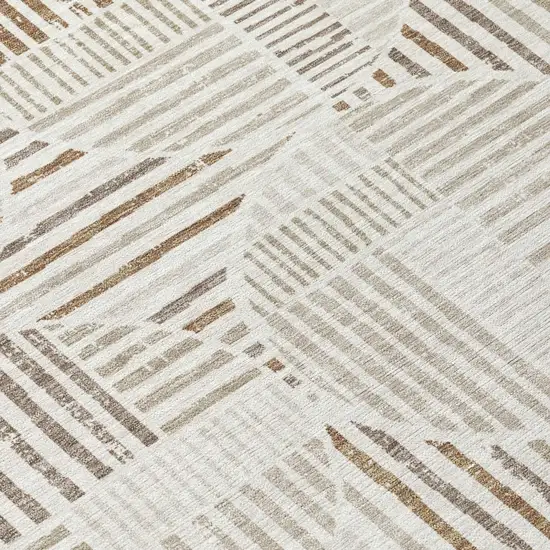 Ivory And Graphite Geometric Washable Indoor Outdoor Area Rug Photo 6