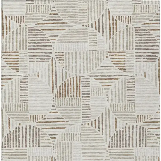 Ivory And Graphite Geometric Washable Indoor Outdoor Area Rug Photo 4