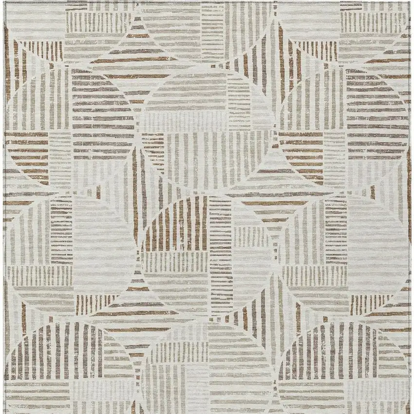 Ivory And Graphite Geometric Washable Indoor Outdoor Area Rug Photo 4