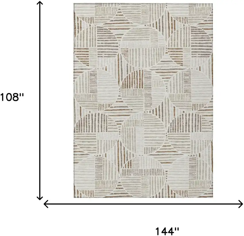 Ivory And Graphite Geometric Washable Indoor Outdoor Area Rug Photo 7