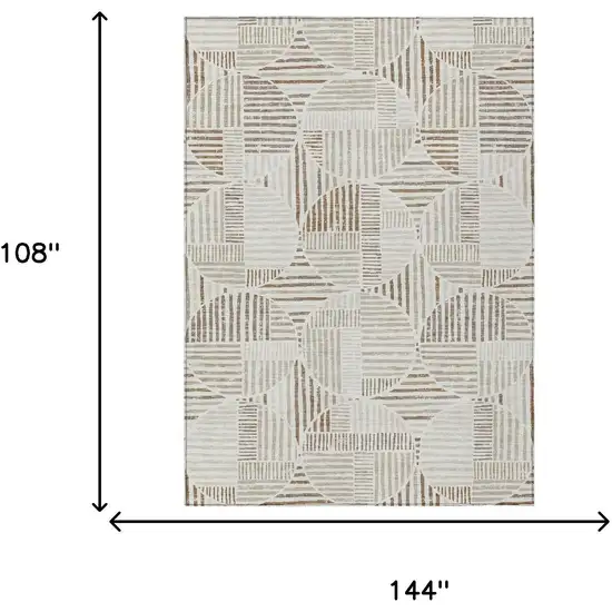 Ivory And Graphite Geometric Washable Indoor Outdoor Area Rug Photo 7