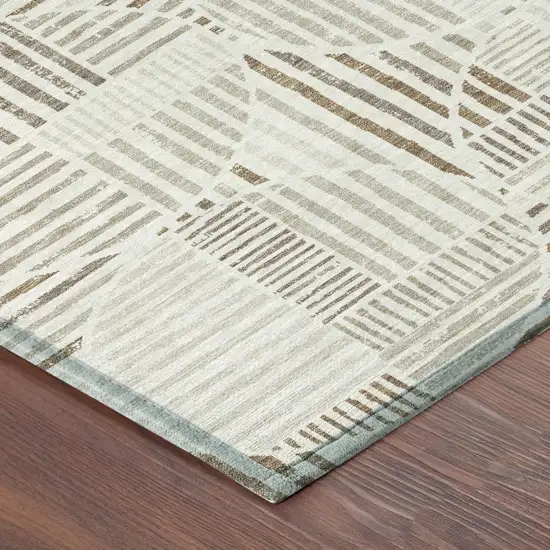 Ivory And Graphite Geometric Washable Indoor Outdoor Area Rug Photo 5