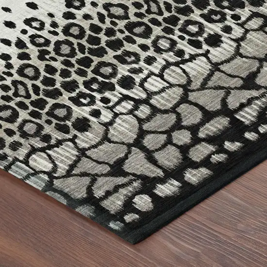 Ivory And Graphite Geometric Washable Indoor Outdoor Area Rug Photo 3