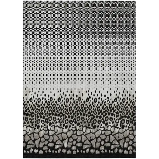 Ivory And Graphite Geometric Washable Indoor Outdoor Area Rug Photo 2