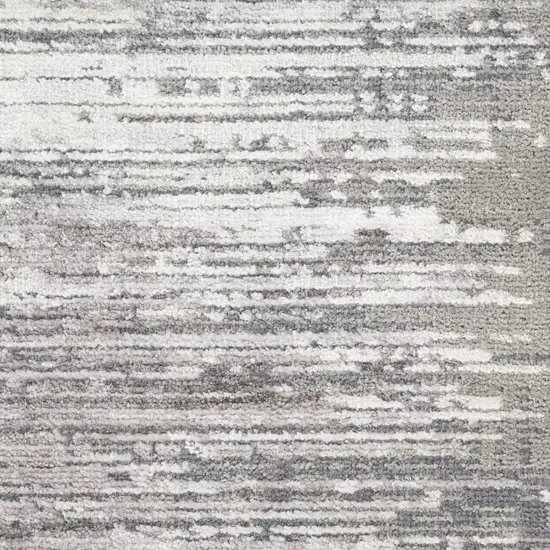 Ivory And Gray Abstract Area Rug With Fringe Photo 4