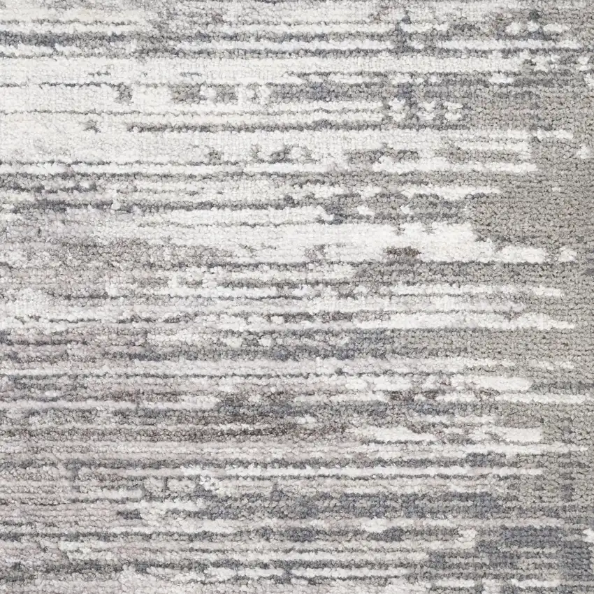 Ivory And Gray Abstract Area Rug With Fringe Photo 4