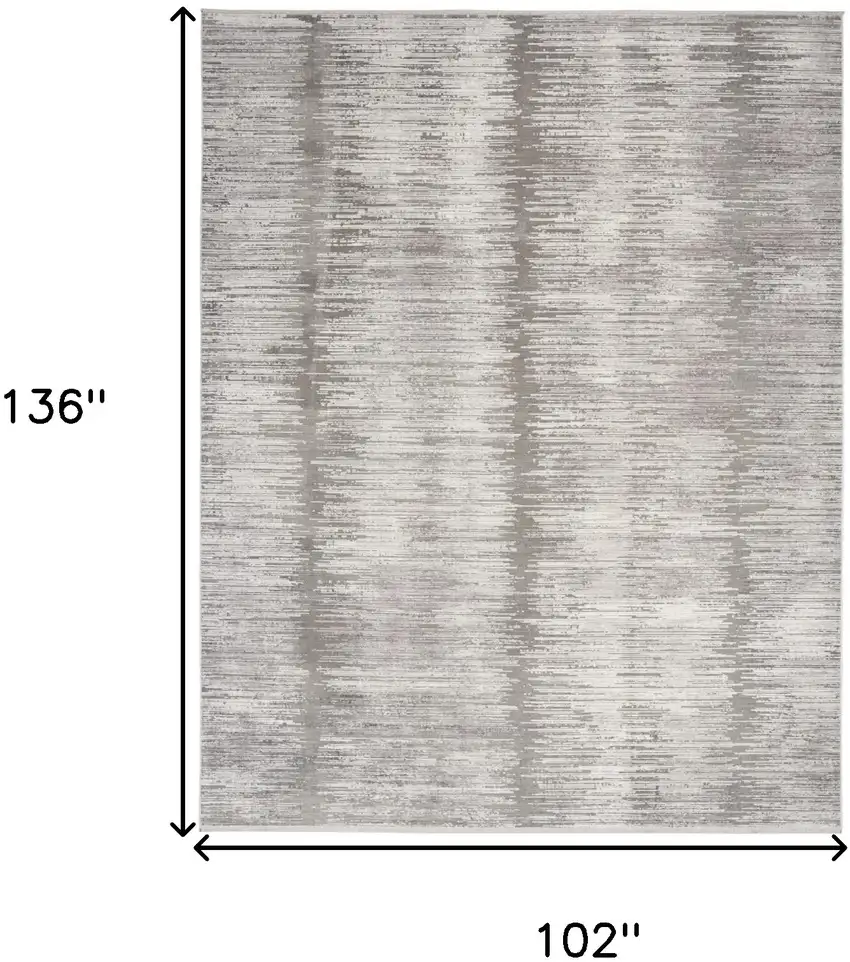 Ivory And Gray Abstract Area Rug With Fringe Photo 3