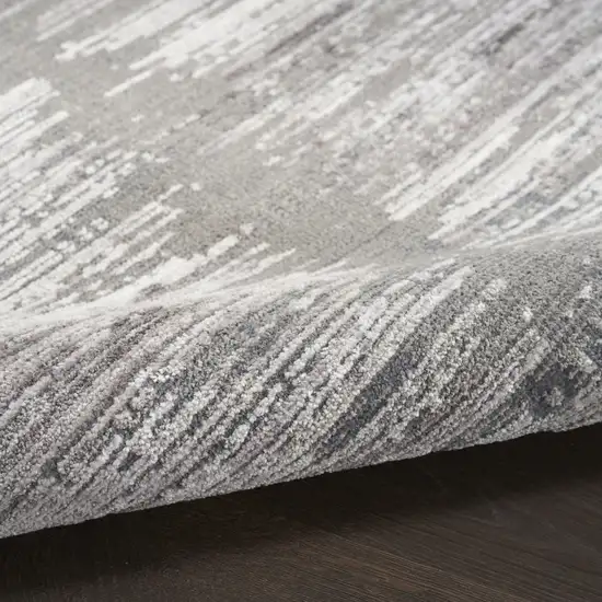 Ivory And Gray Abstract Area Rug With Fringe Photo 8
