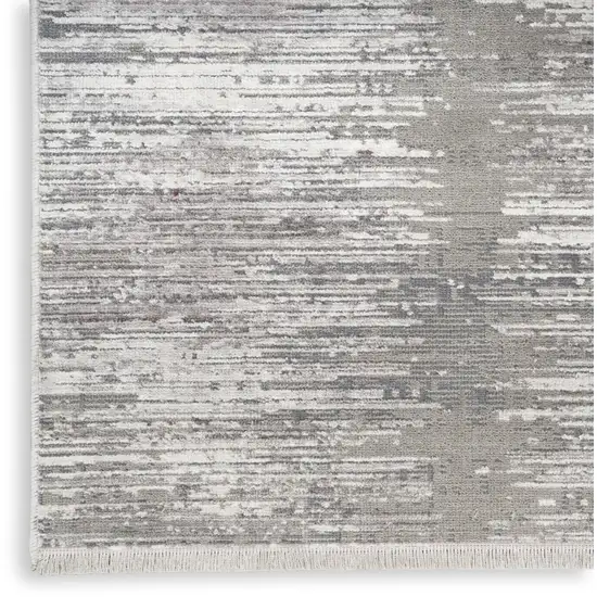 Ivory And Gray Abstract Area Rug With Fringe Photo 9