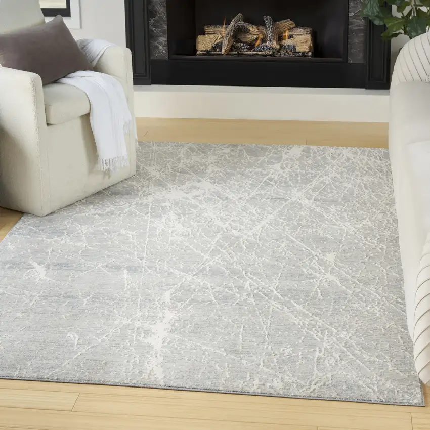 Ivory And Gray Abstract Area Rug Photo 5