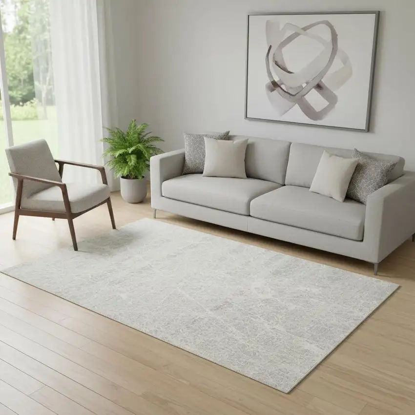 Ivory And Gray Abstract Area Rug Photo 1