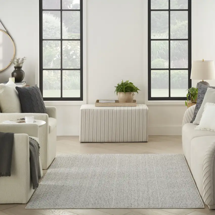 Ivory And Gray Abstract Area Rug Photo 7