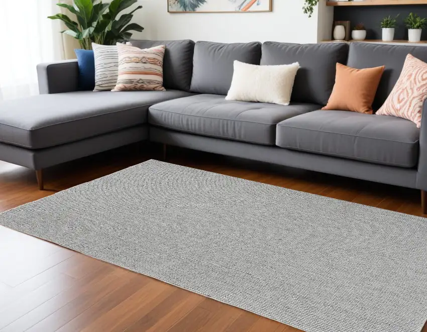 Ivory And Gray Abstract Area Rug Photo 1