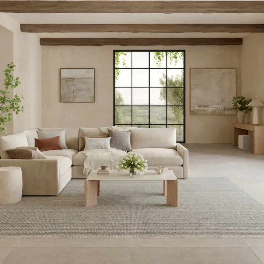 Ivory And Gray Abstract Area Rug Photo 6