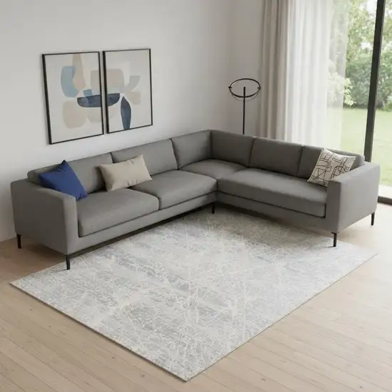 Ivory And Gray Abstract Area Rug Photo 1