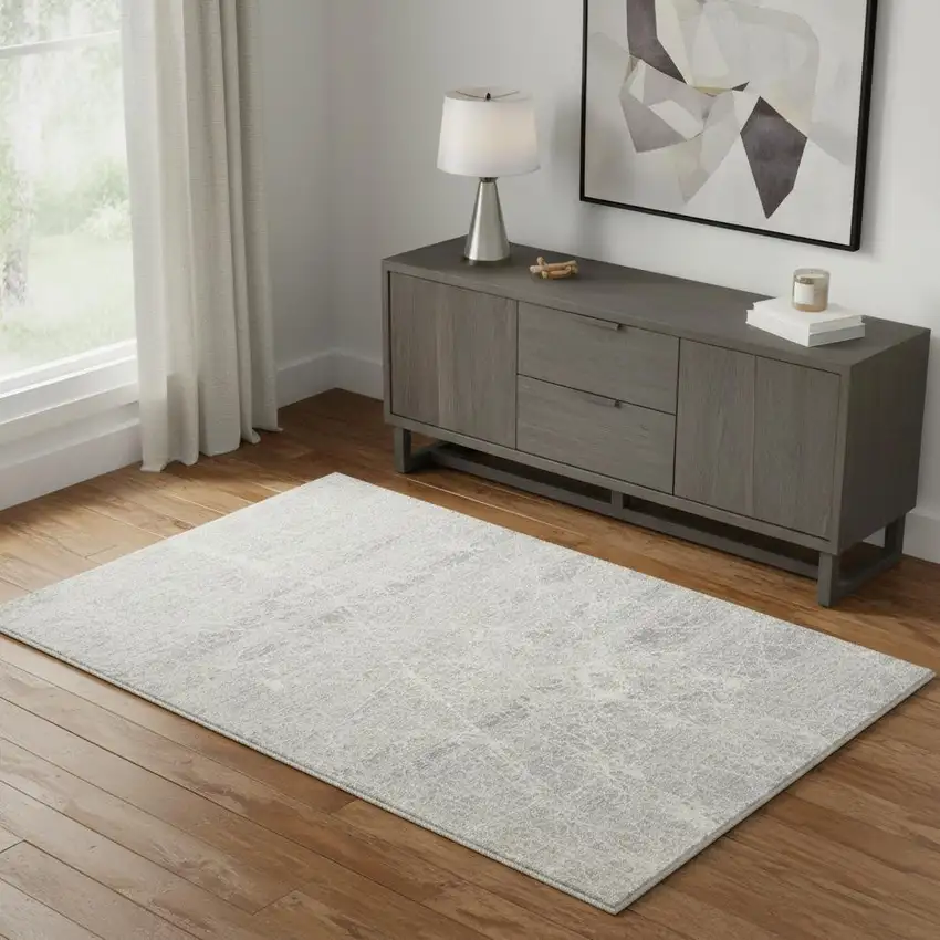 Ivory And Gray Abstract Area Rug Photo 1