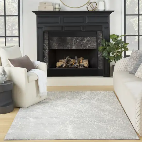 Ivory And Gray Abstract Area Rug Photo 6