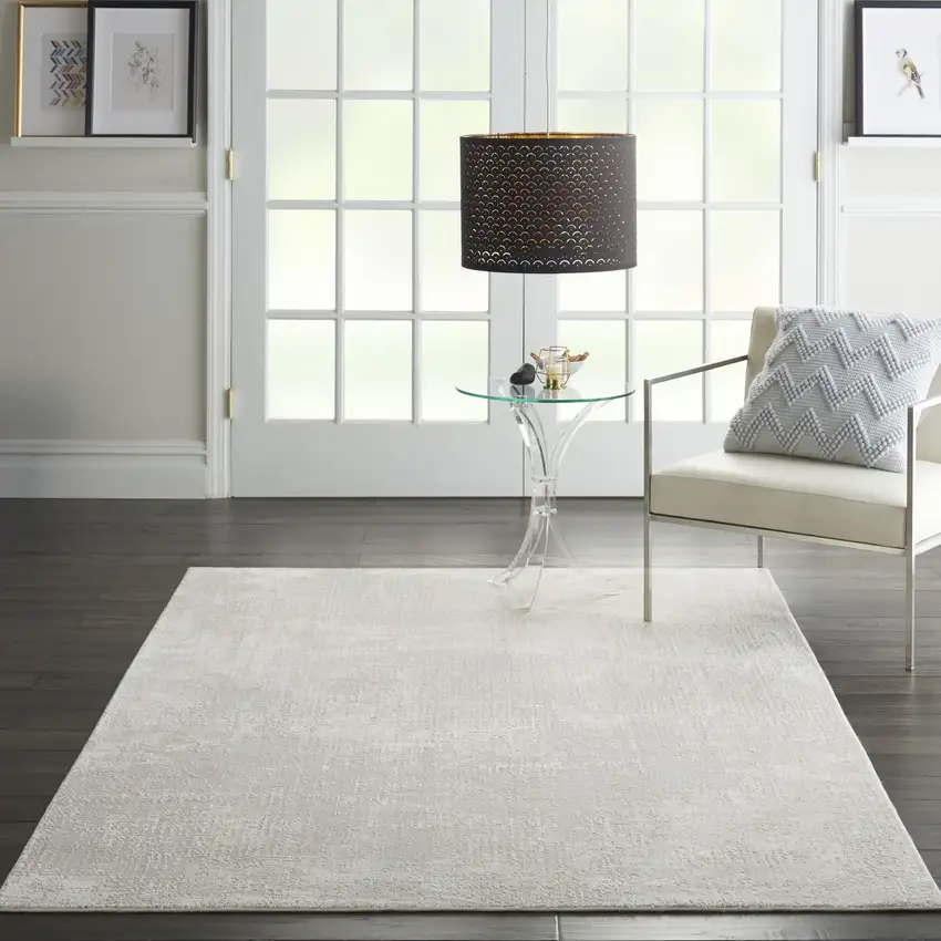 Ivory And Gray Abstract Area Rug Photo 5
