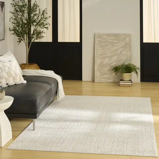 Ivory And Gray Abstract Area Rug Photo 6