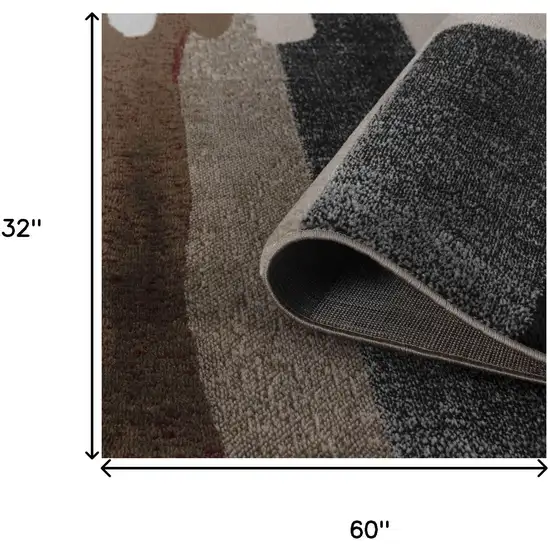 Ivory And Gray Abstract Area Rug Photo 6