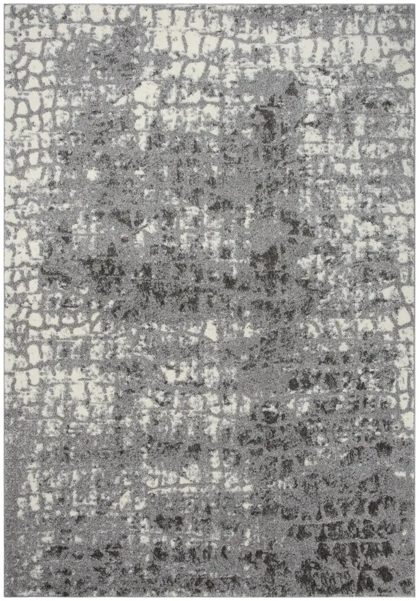 Ivory And Gray Abstract Area Rug Photo 1
