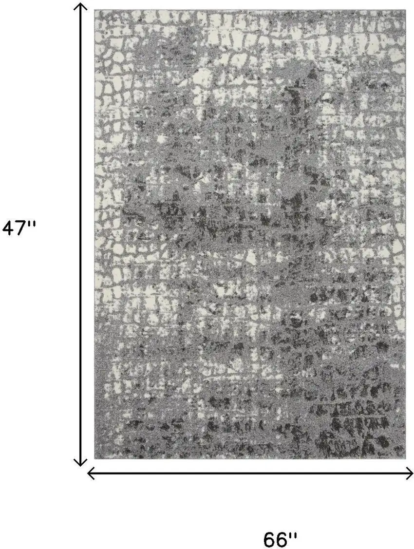 Ivory And Gray Abstract Area Rug Photo 6