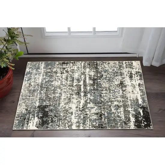 Ivory And Gray Abstract Area Rug Photo 1