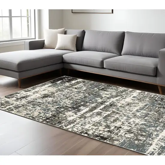 Ivory And Gray Abstract Area Rug Photo 1