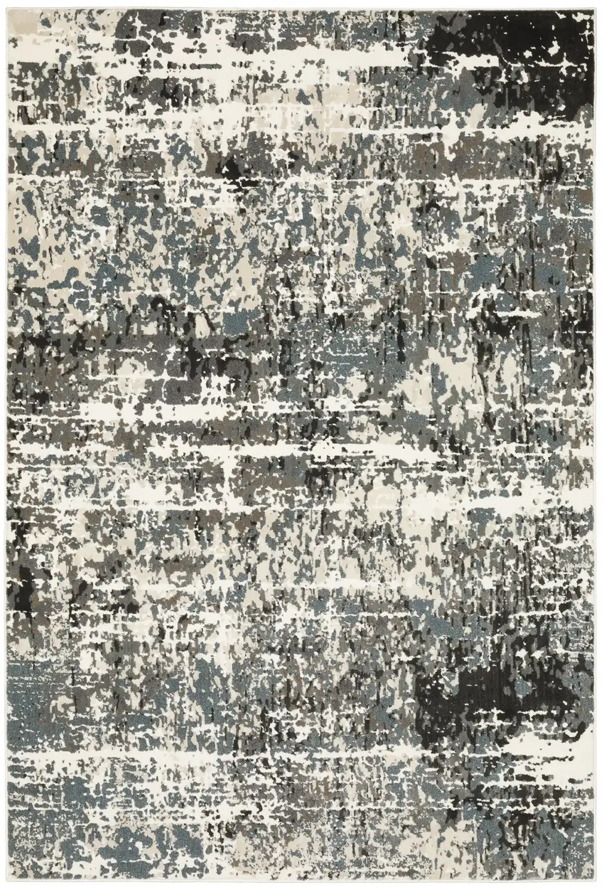 Ivory And Gray Abstract Area Rug Photo 2