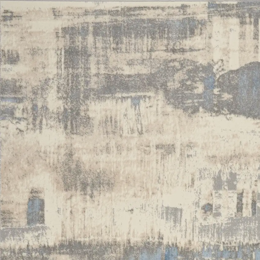Ivory And Gray Abstract Distressed Area Rug Photo 7