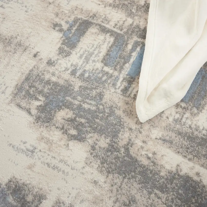 Ivory And Gray Abstract Distressed Area Rug Photo 8