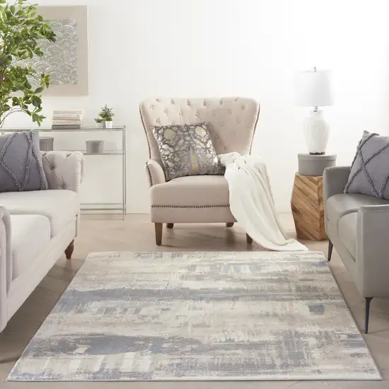 Ivory And Gray Abstract Distressed Area Rug Photo 6