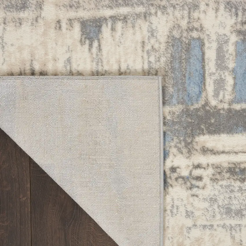 Ivory And Gray Abstract Distressed Area Rug Photo 9