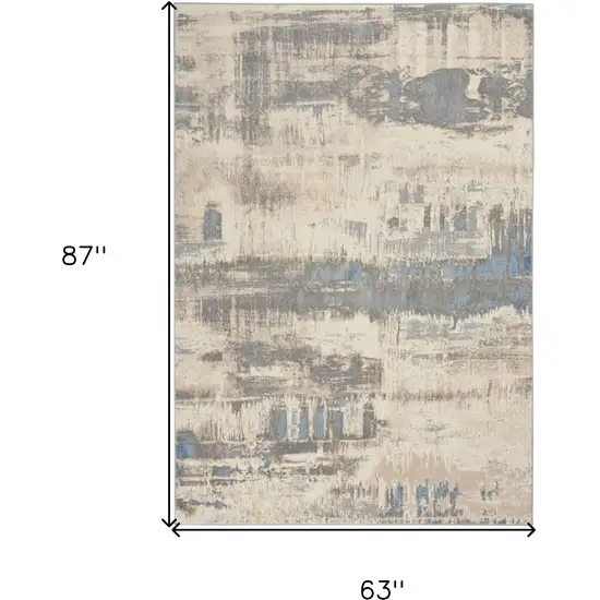 Ivory And Gray Abstract Distressed Area Rug Photo 3