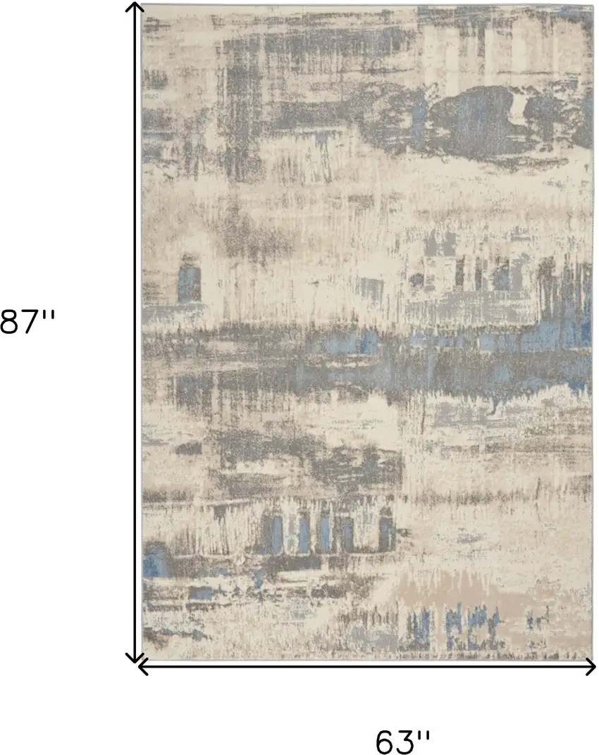 Ivory And Gray Abstract Distressed Area Rug Photo 3