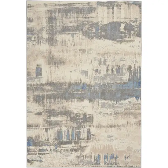 Ivory And Gray Abstract Distressed Area Rug Photo 4