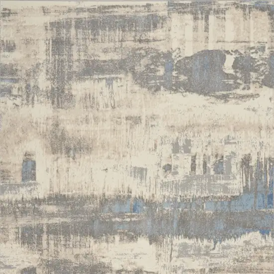 Ivory And Gray Abstract Distressed Area Rug Photo 8