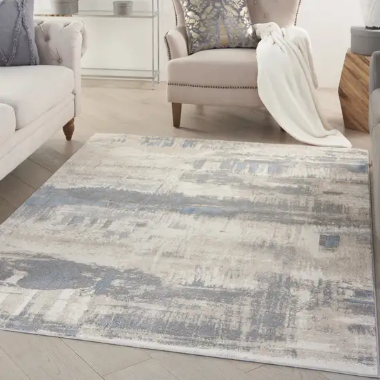 Ivory And Gray Abstract Distressed Area Rug Photo 5