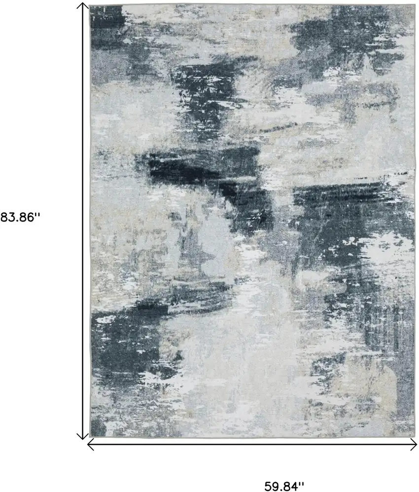 Ivory And Gray Abstract Distressed Area Rug Photo 3