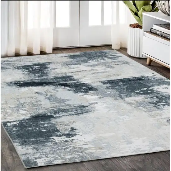 Ivory And Gray Abstract Distressed Area Rug Photo 1