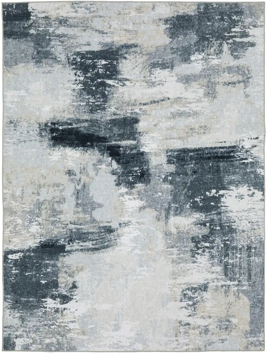 Ivory And Gray Abstract Distressed Area Rug Photo 2
