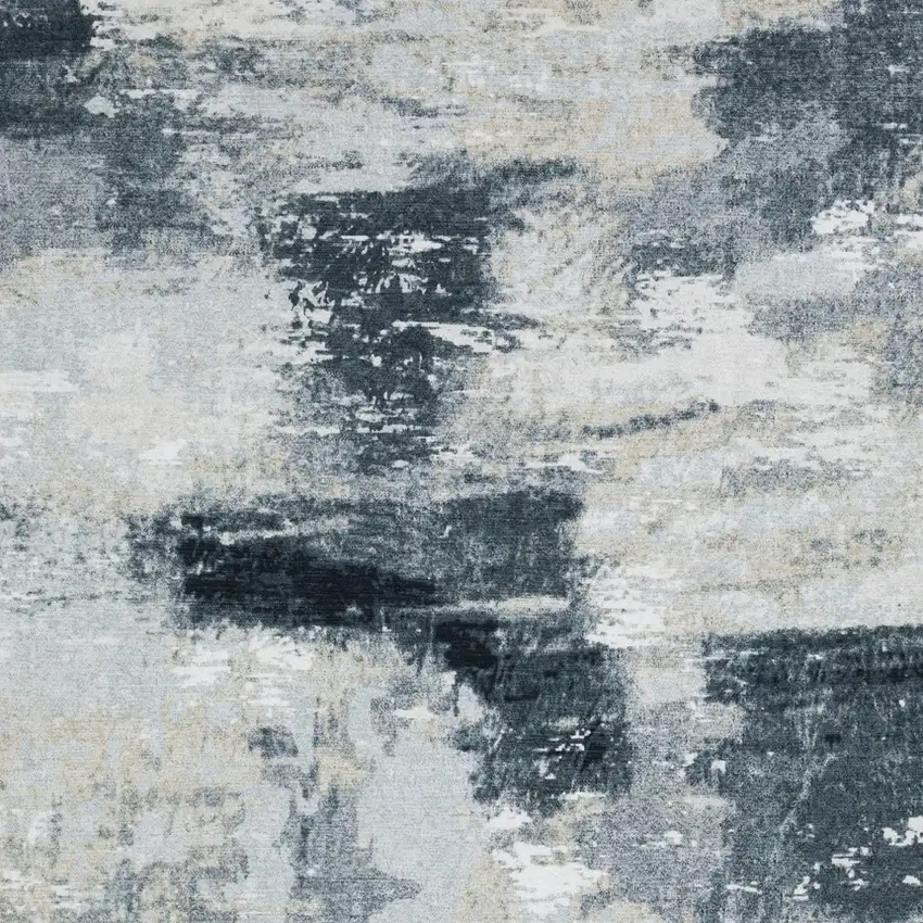 Ivory And Gray Abstract Distressed Area Rug Photo 4